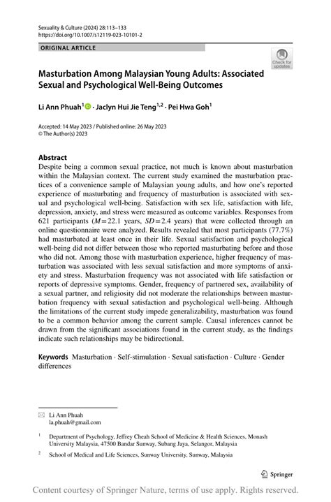 Masturbation Among Malaysian Young Adults: Associated Sexual .